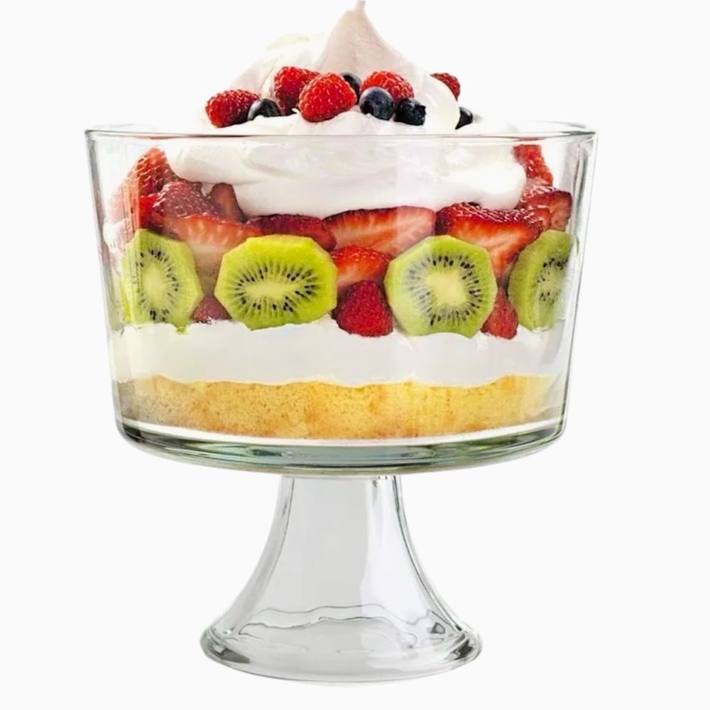 VINTAGE 9” Tall Clear Glass Footed Trifle Bowl w Stand